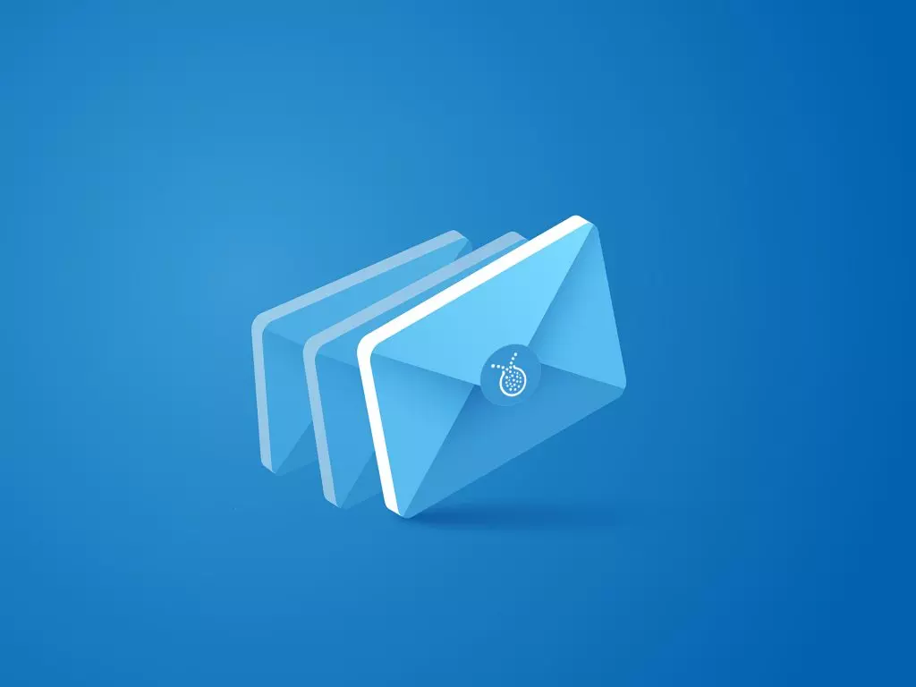 Email icon isometric website page template vector on blue Email icon isometric website page template vector on blue