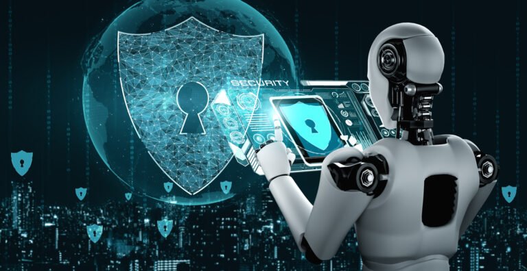 AI robot using cyber security to protect information privacy AI robot using cyber security to protect information privacy