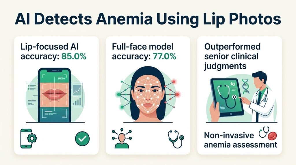 AI detects anemia using lip photos