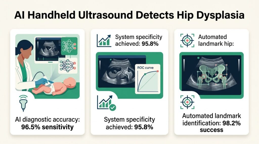 Handheld AI ultrasound detects infant hip dysplasia