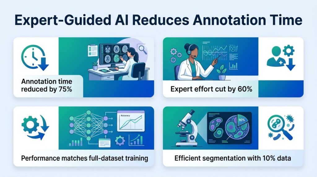 Impact on Cost and Expert Time of Data-Efficient Deep Learning for Medical Image Segmentation