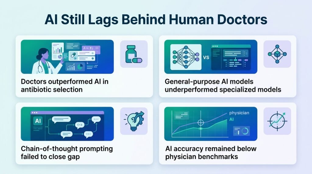 AI still lags behind doctors on antibiotic choices