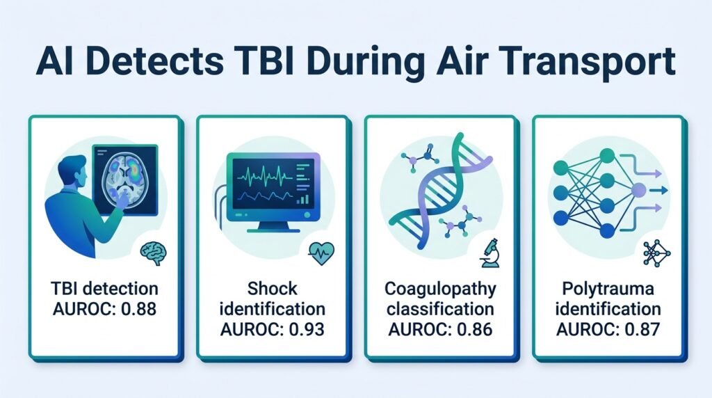 Enhancing the golden hour: classification of traumatic brain injury, severity, and concomitant clinical phenotypes using prehospital continuous physiological data during air transport
