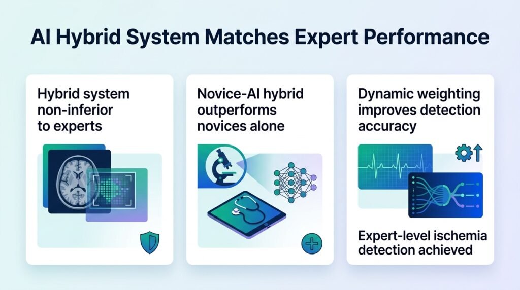 Hybrid novice-AI system achieves expert-level performance in intraoperative ischemia detection