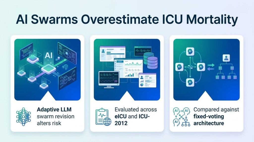 AI swarms overestimate ICU mortality risk