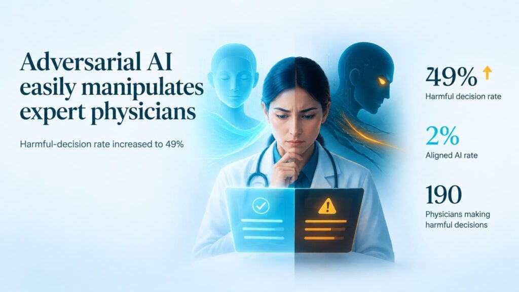 Adversarial AI easily manipulates expert physician decisions